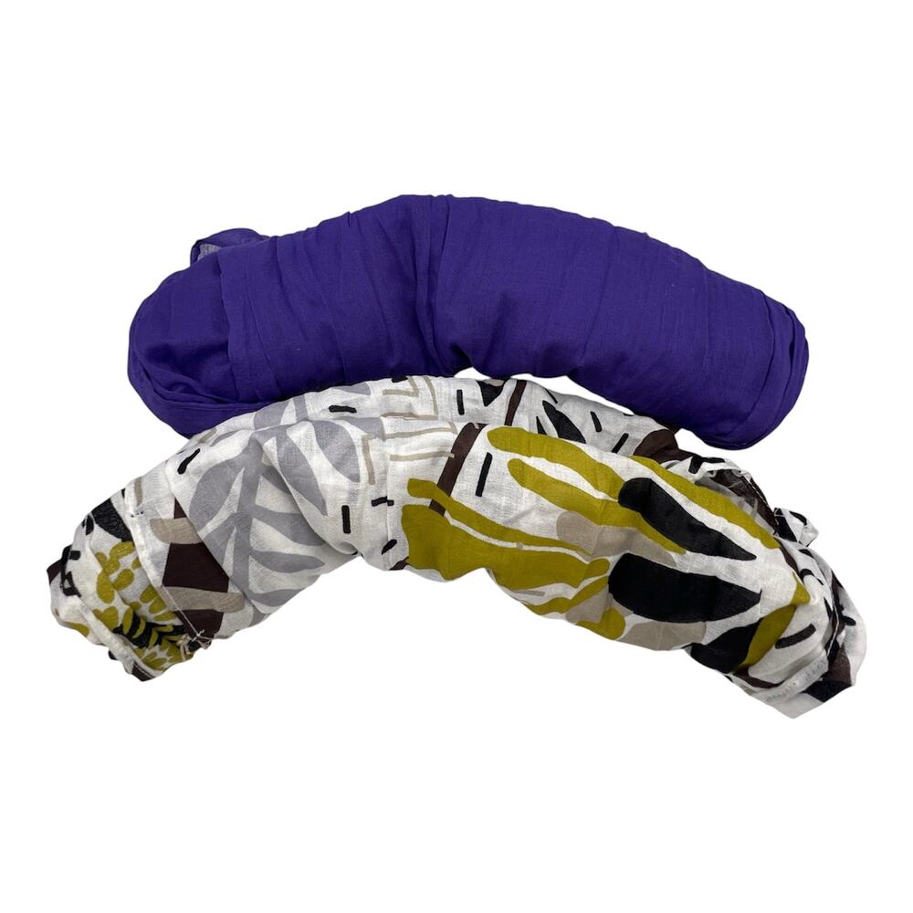 Gudrun Sjoden Rectangular Scarf Shawl Lot of 2 Lightweight Organic Cotton Purple